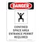 Signmission OSHA Danger Sign, Confined Space Area, 10in X 7in Aluminum, 10" H, 7" W, Portrait OS-DS-A-710-V-1079 - alternate 1